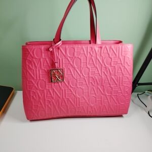 Armani Exchange Pink Embossed Tote Bag
